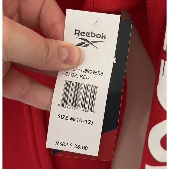 Reebok Boys Medium M (10-12) Red Pullover Hoodie Logo Spell Out Athletic New NWT - Picture 2 of 9